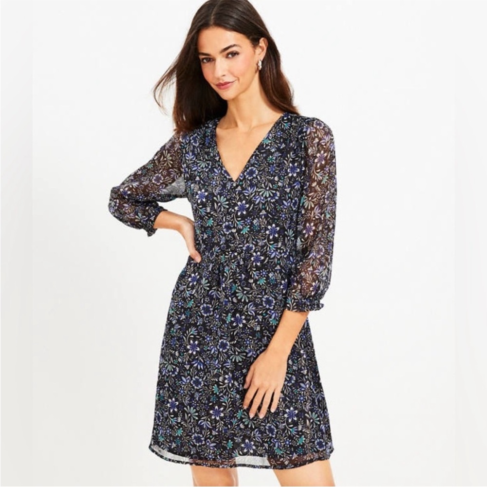 Loft shimmer floral dress